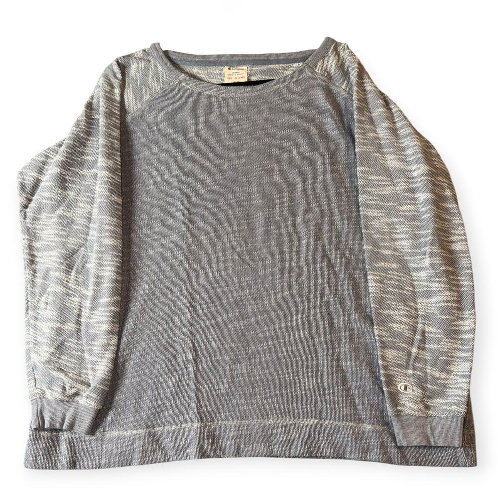 Champion Crewneck Sweatashirt, Blue Gray Feathered, Women's 2XL